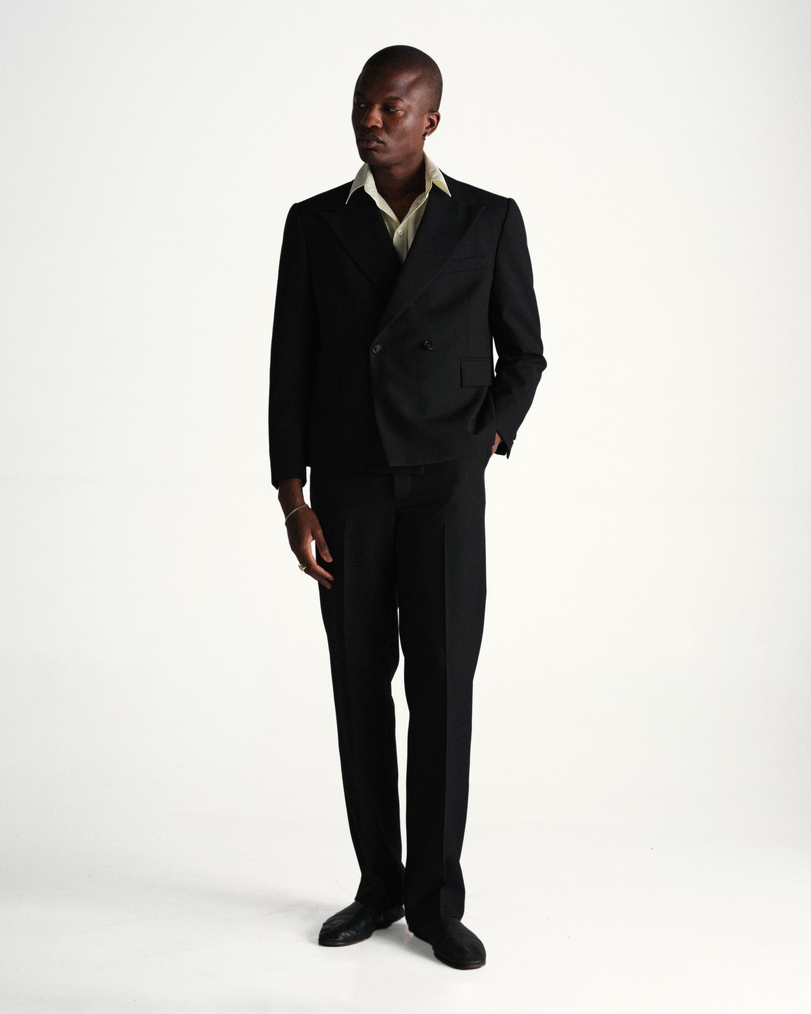 flat front suiting trousers - black