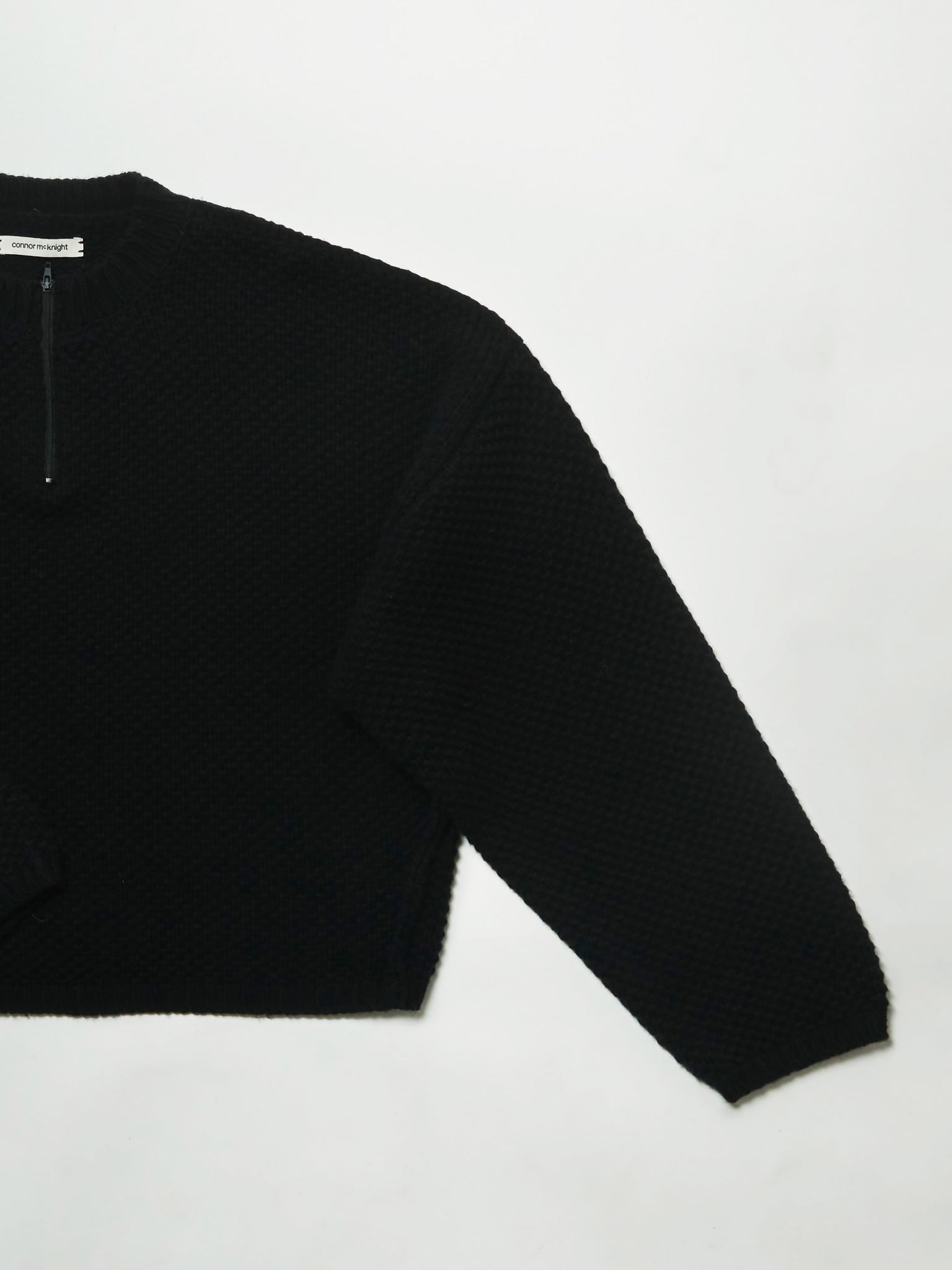 quarter zip pullover knit - black
