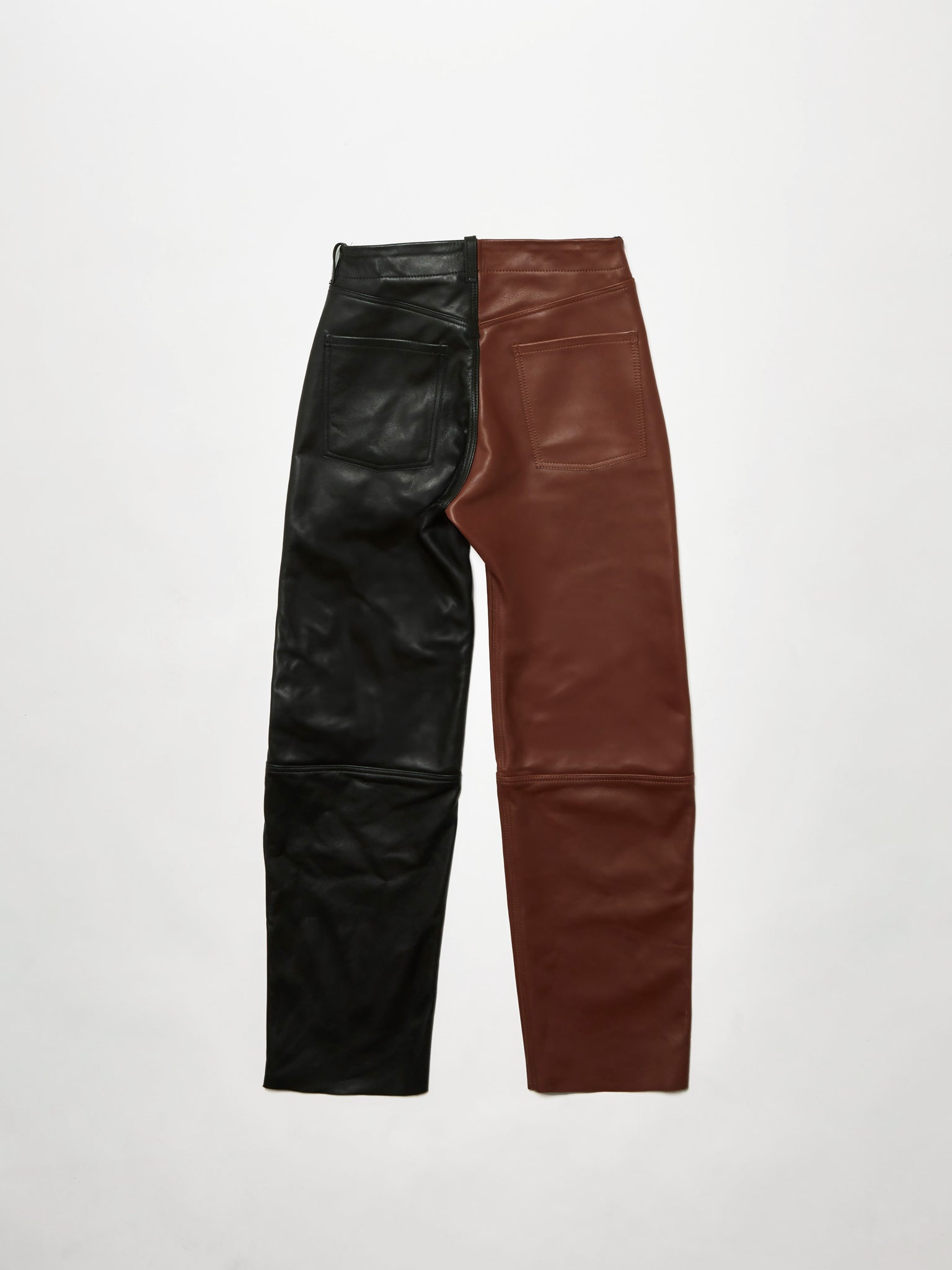 two tone leather trouser