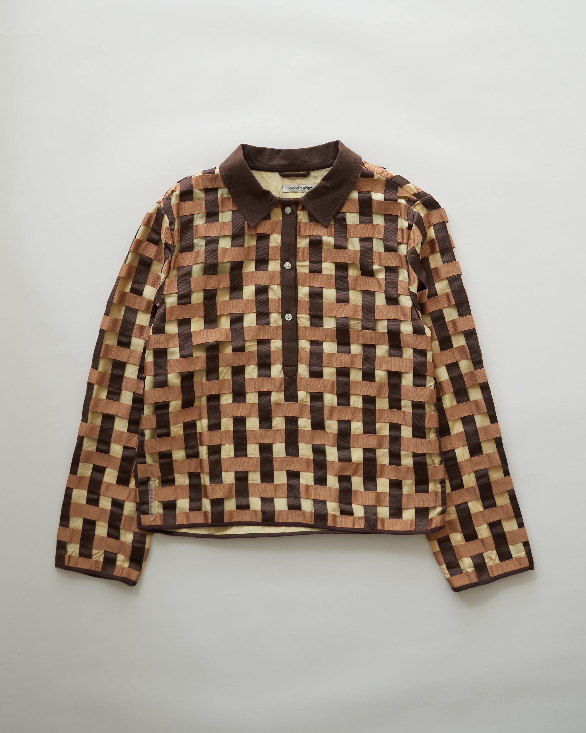 Fendi Monogram Check-print Regular-fit Silk-satin Shirt in Brown for Men