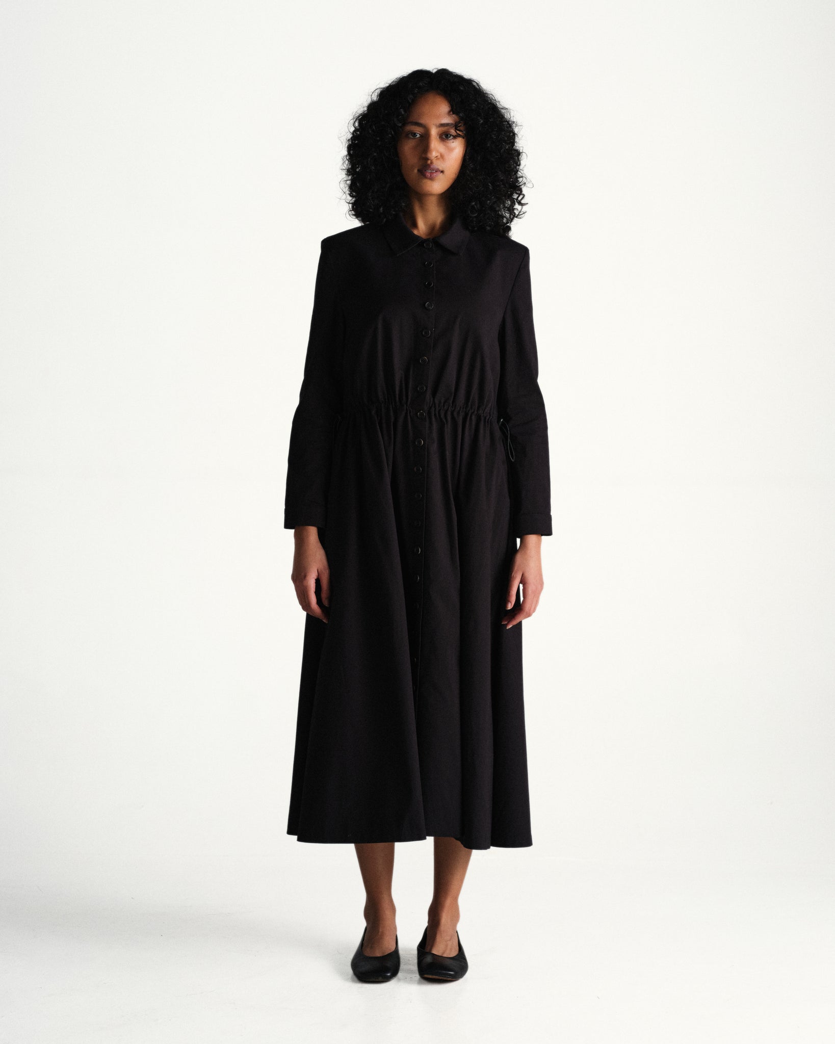 trench dress - black