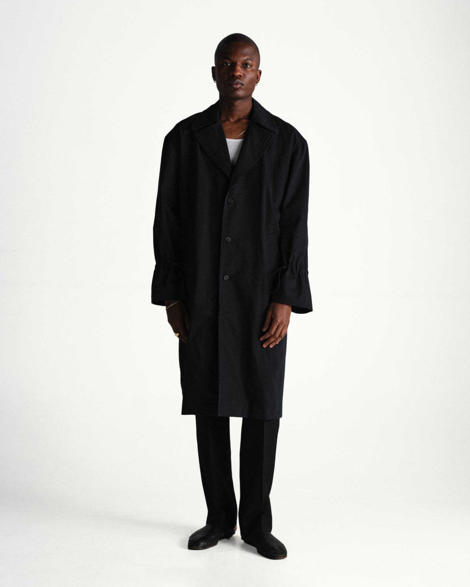 bungee trench coat - black