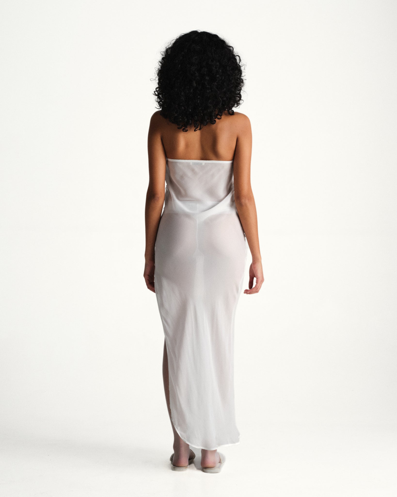 strapless slip gown - white