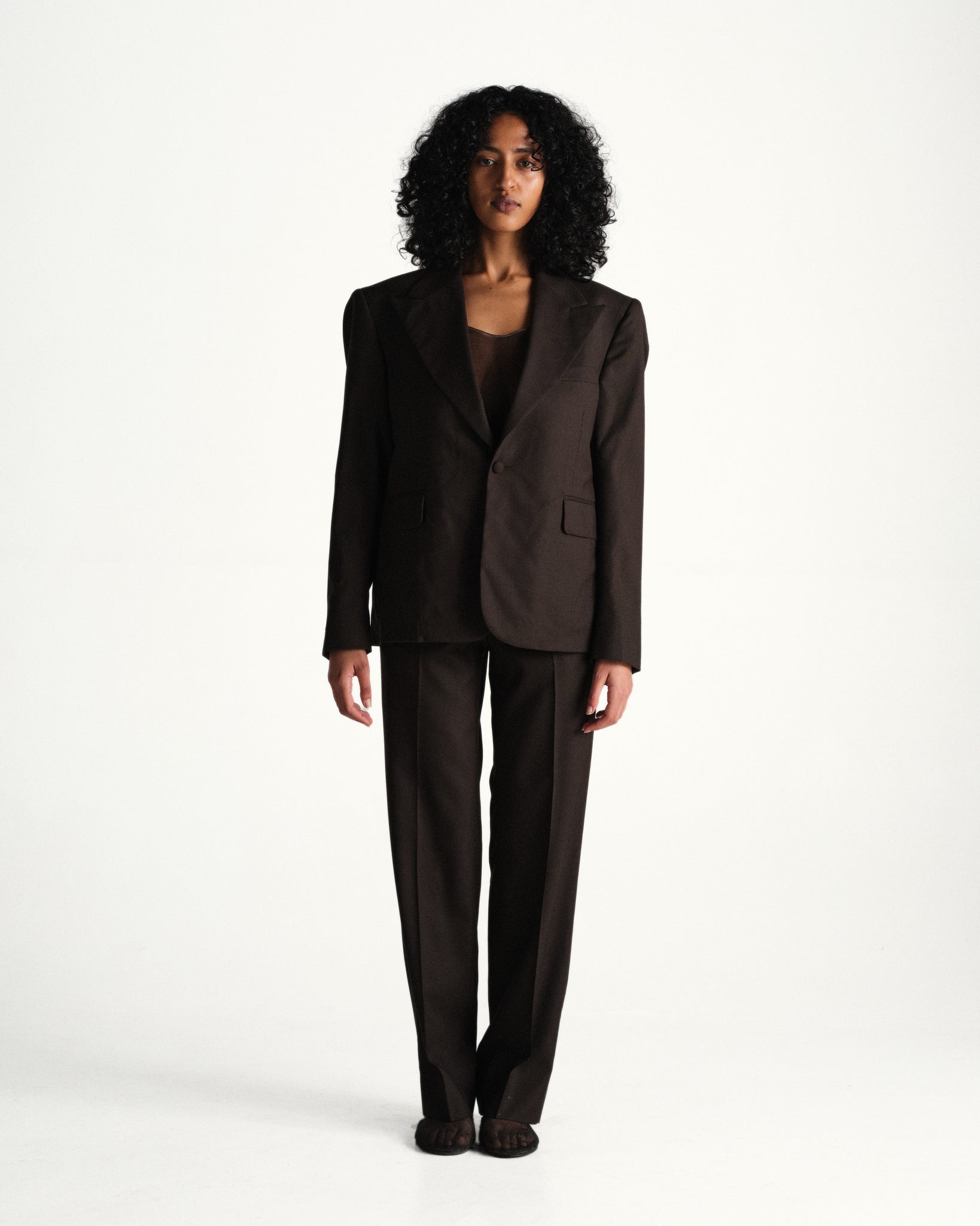 flat front suiting trousers - brown