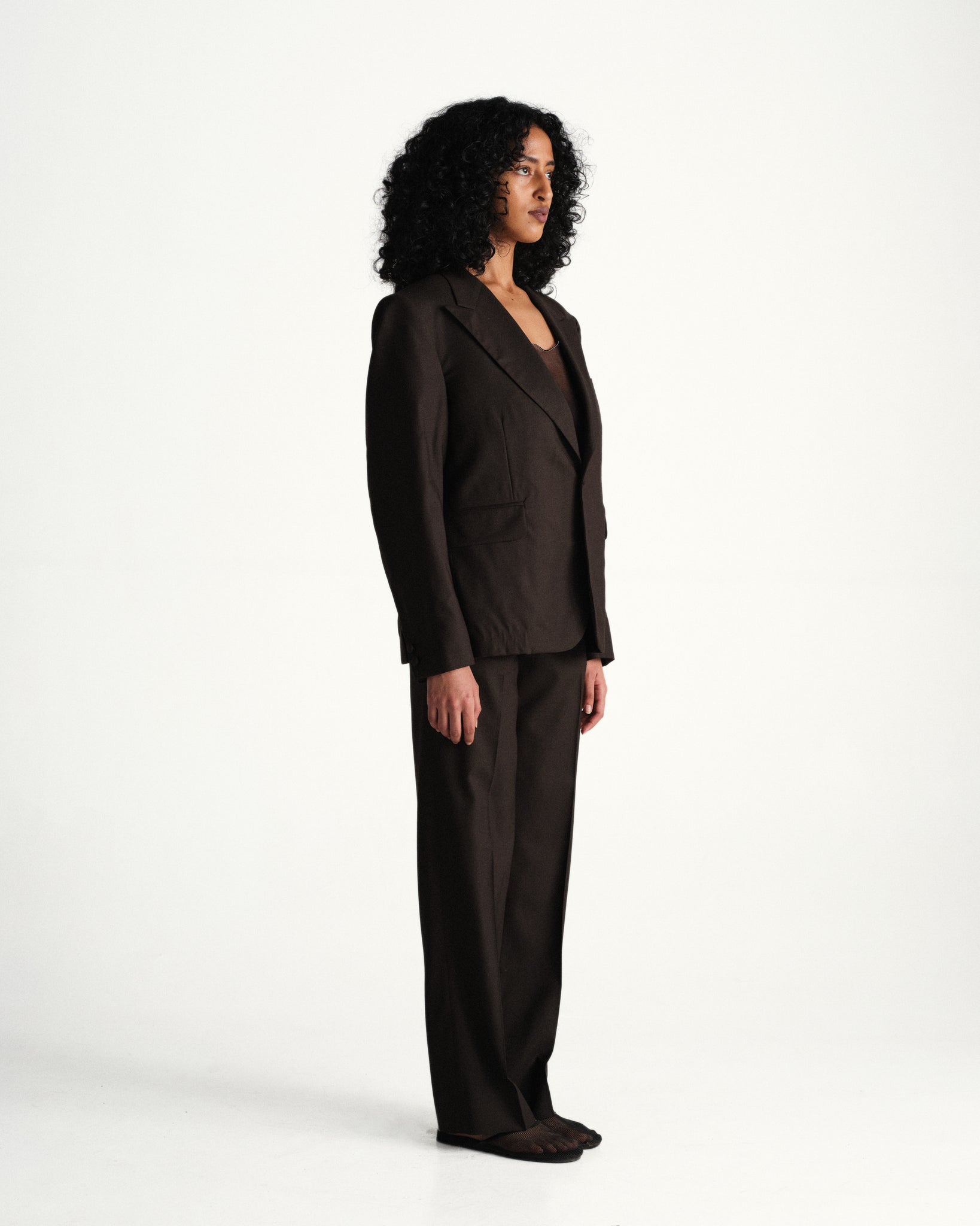 flat front suiting trousers - brown