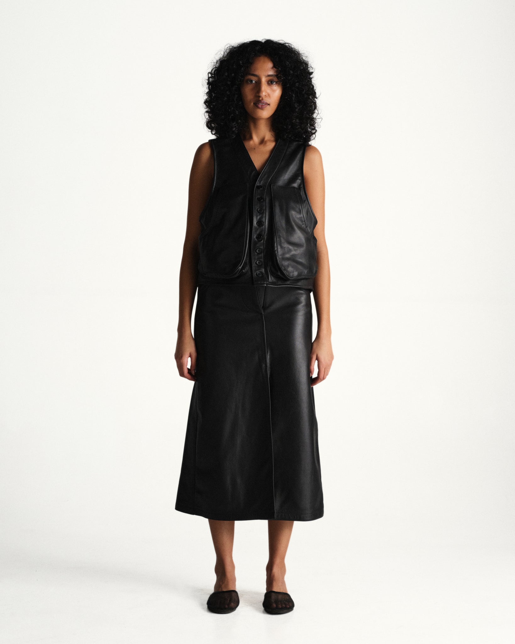 leather skirt - black