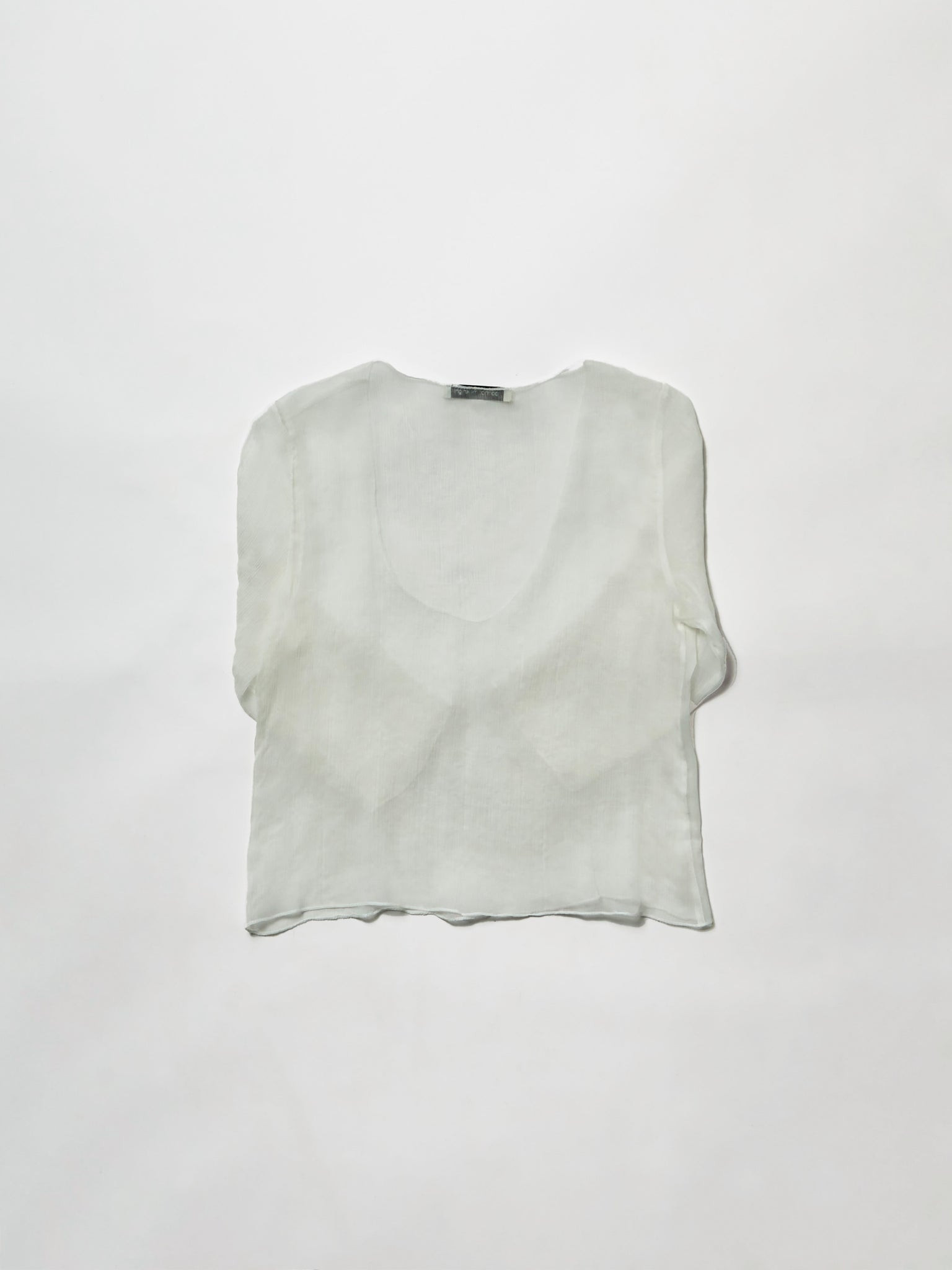 feather half sleeve top - white
